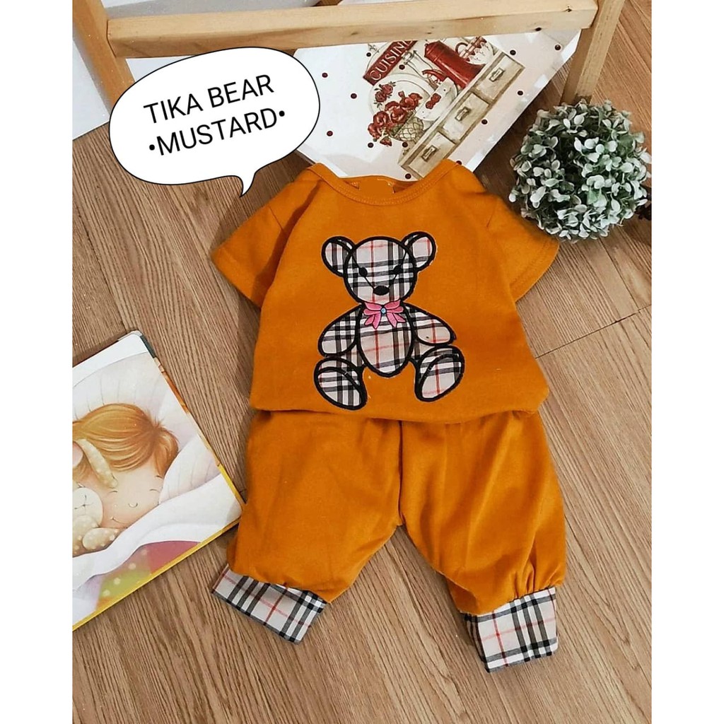 Klik Mds Setelan Baju Anak Bayi Perempuan Tika Bear Hanya Satu Ukuran Usia 2-9 Bulan