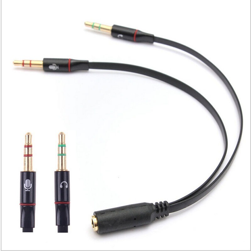 Splitter Pemisah Audio Cable 3.5mm Male to 3.5mm, Kabel AUX Audio 3.5mm Female Headphone &amp; Mic