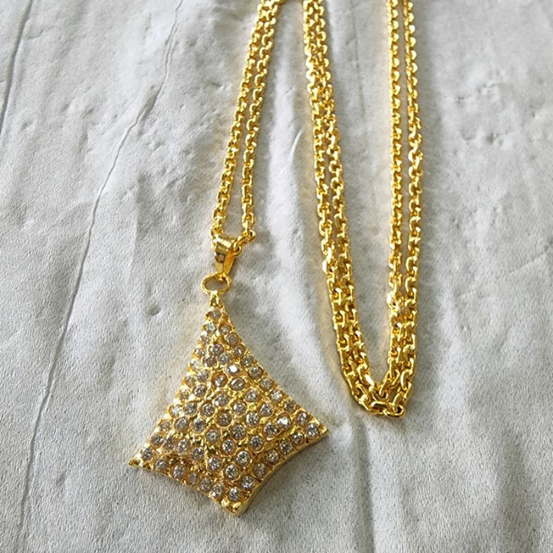 Kalung Bandul Mata Wajik Lapis Emas 24k