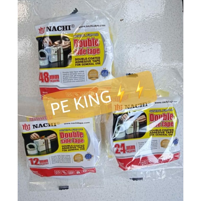 

Isolasi Double Tape Nachi 12 mm 24 mm 48 mm x 10 yard Lakban Selotip Solasi Original Kirim Kilat