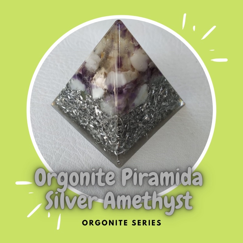 Orgonite Pyramid Piramida Silver Amethyst