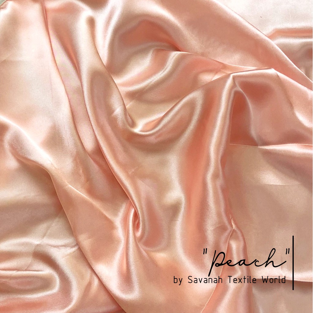 1/2 meter Kain Satin Silk Maxmara/ Sateen Sutra PREMIUM luxury-Peach