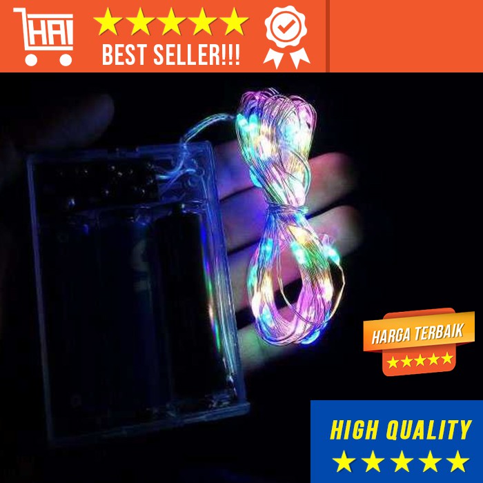 LAMPU HIAS WARNA WARNI DEKORASI TALI 5 METER 50 PCS LED LAMPU HIAS WARNA WARNI DEKORASI TALI 5 METER 50 PCS LED