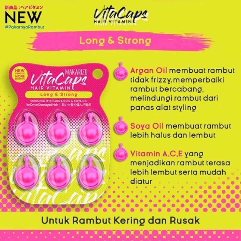 Makarizo Vitacaps Hair Vitamin - Vitamin Rambut Kapsul 6x1ml