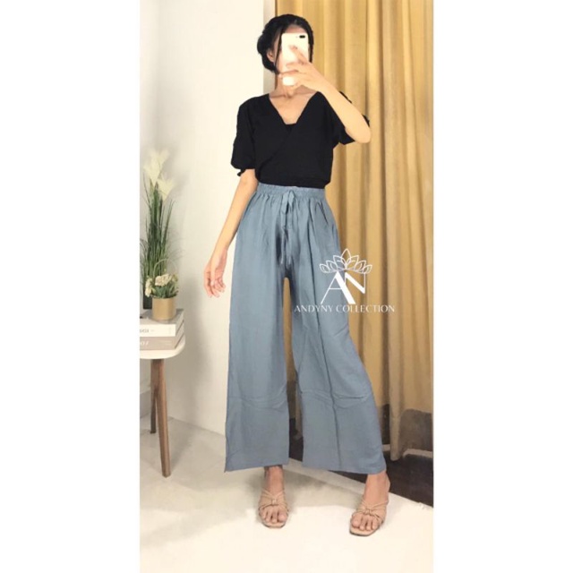 celana kulot polos full karet-Abu