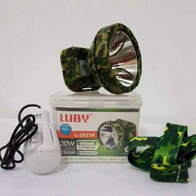 Senter kepala Luby nyala PUTIH 20 watt bonus lampu