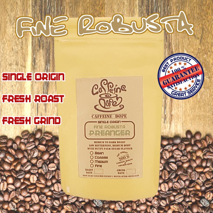 

Kopi Robusta Preanger 200 Gr -Fine Grade- Bean/Biji & Ground/Bubuk