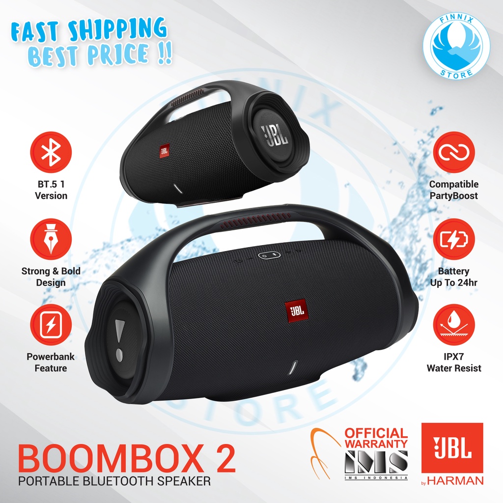 JBL Boombox 2 Wireless Bluetooth Speaker Portable - Garansi Resmi