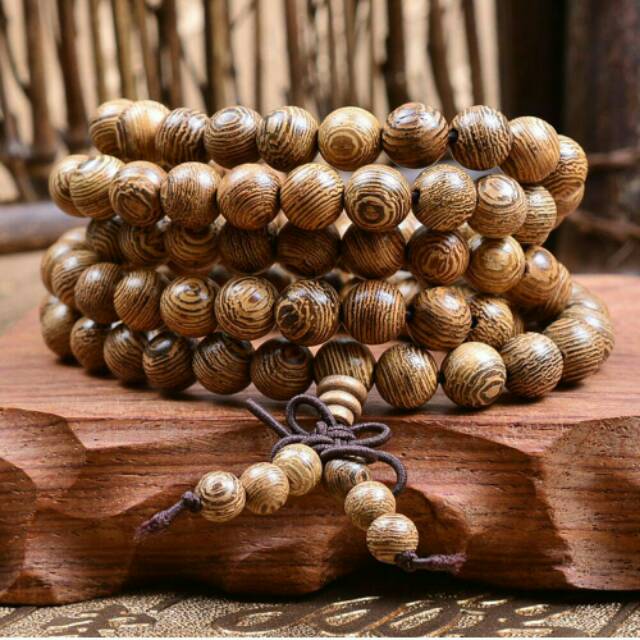 Tasbih Kalung Gelang Buddha 108 Kayu Polos Dan Mix 8mm