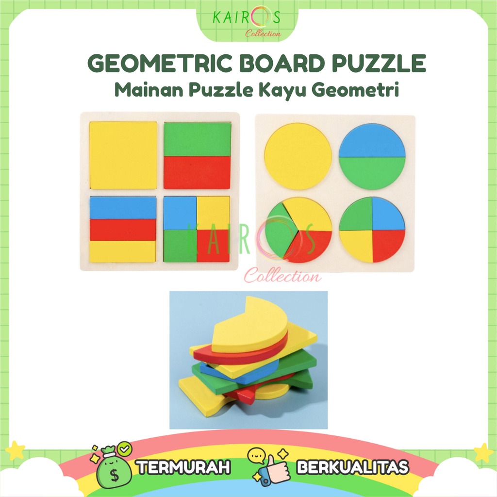 Puzzle Shapes Bentuk Geometri Board Puzzle Mainan Kayu Edukatif