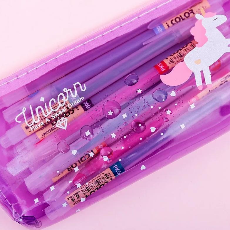 

[KODE C8QH0] [UBIMARU] UNICORN TRANSPARENT PENCIL CASE - TEMPAT PENCIL TRANSPARAN - UNICORN BAG