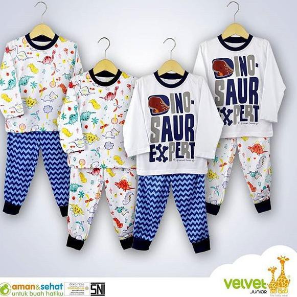 Piyama Velvet Junior Mix And Match - cewe&amp;cowo isi 2 setel