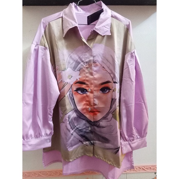 Blouse Meijiwang, atasan lilac, atasan ungu, Blouse viral