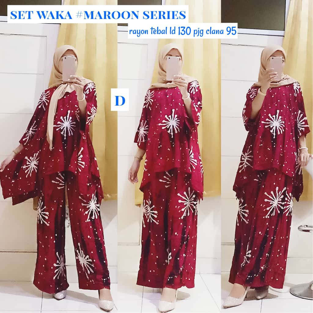 Set Kulot waka sibori marun aisyah mat rayon super