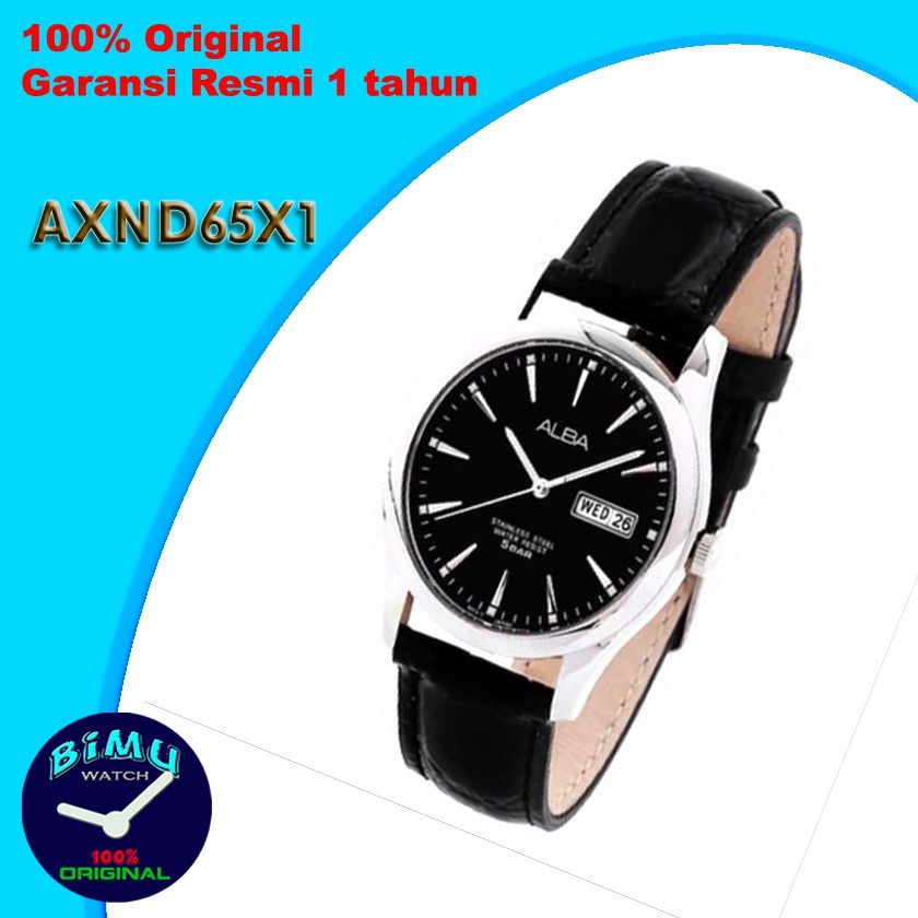 Alba Quartz AXND65X1 Black Leather - Jam Tangan Pria AXND65