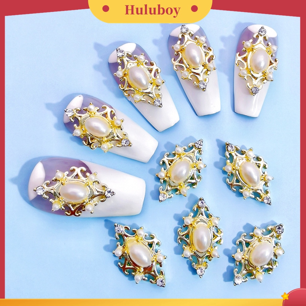 Huluboy Huluboy♡ 10pcs / Kantong Mahkota Dollar 3D Bahan Alloy Aksen Berlian Imitasi Untuk Dekorasi Nail Art