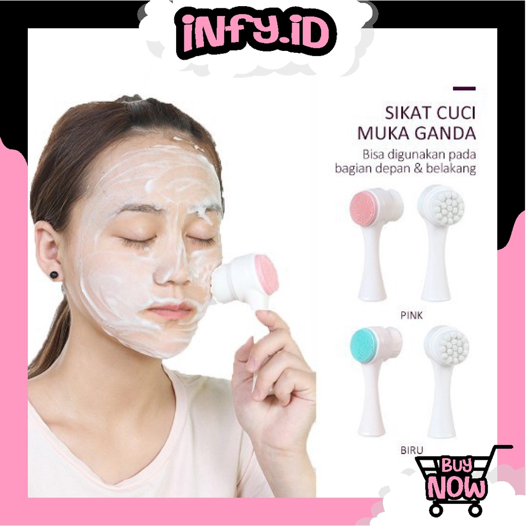 INFY - Alat Cuci Muka H155 Silikon Brush Pembersih Muka 3D Sikat Pijat 2 Sisi R410