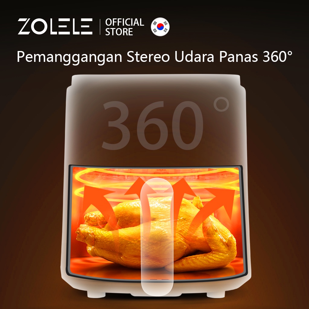 ZOLELE Air Fryer Low Watt 4.5 L Mesin Elektrik Penggorengan Tanpa Minyak Penggoreng LCD Touch Control Digital Magic Airfryer Panci Alat Penggoreng Listrik ZA001