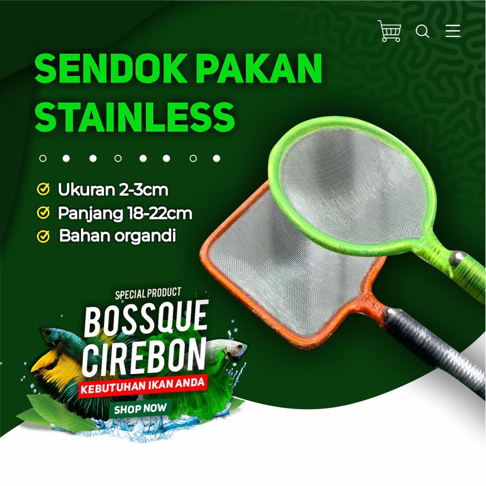 Serokan STAINLESS Sendok Pakan  Ikan Cupang Seser Saringan Sauk Ikan Hias Jentik Kutu Air Non Handle