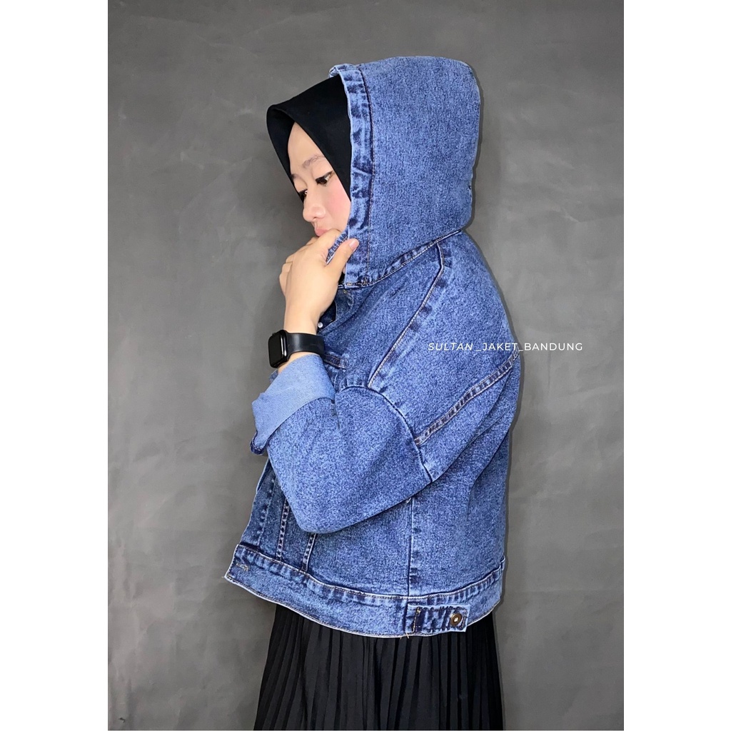 ROSE JAKET JEANS HOODIE CROOP || JAKET DENIM WANITA MODEL ZARA TERBARU