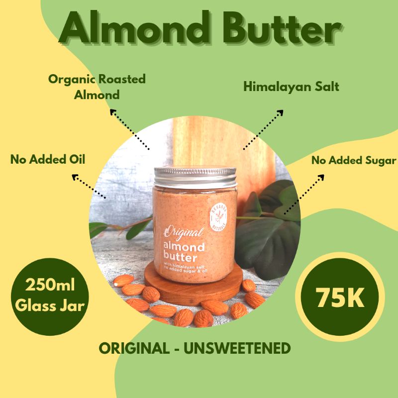 

Home made Almond Butter selai roti - unsweetened Smooth 250ml