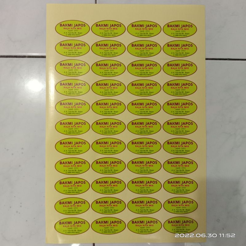 

stiker cutting label kemasan siap tempel ukuran kertas A3
