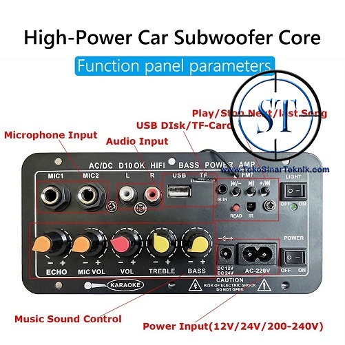 MINI Bluetooth 5.0 Wireless HIFI Audio Digital Power Amplifier Stereo Board 2 Mic AC / DC USB FM Radio TF Player Subwoofer DIY D10 OK