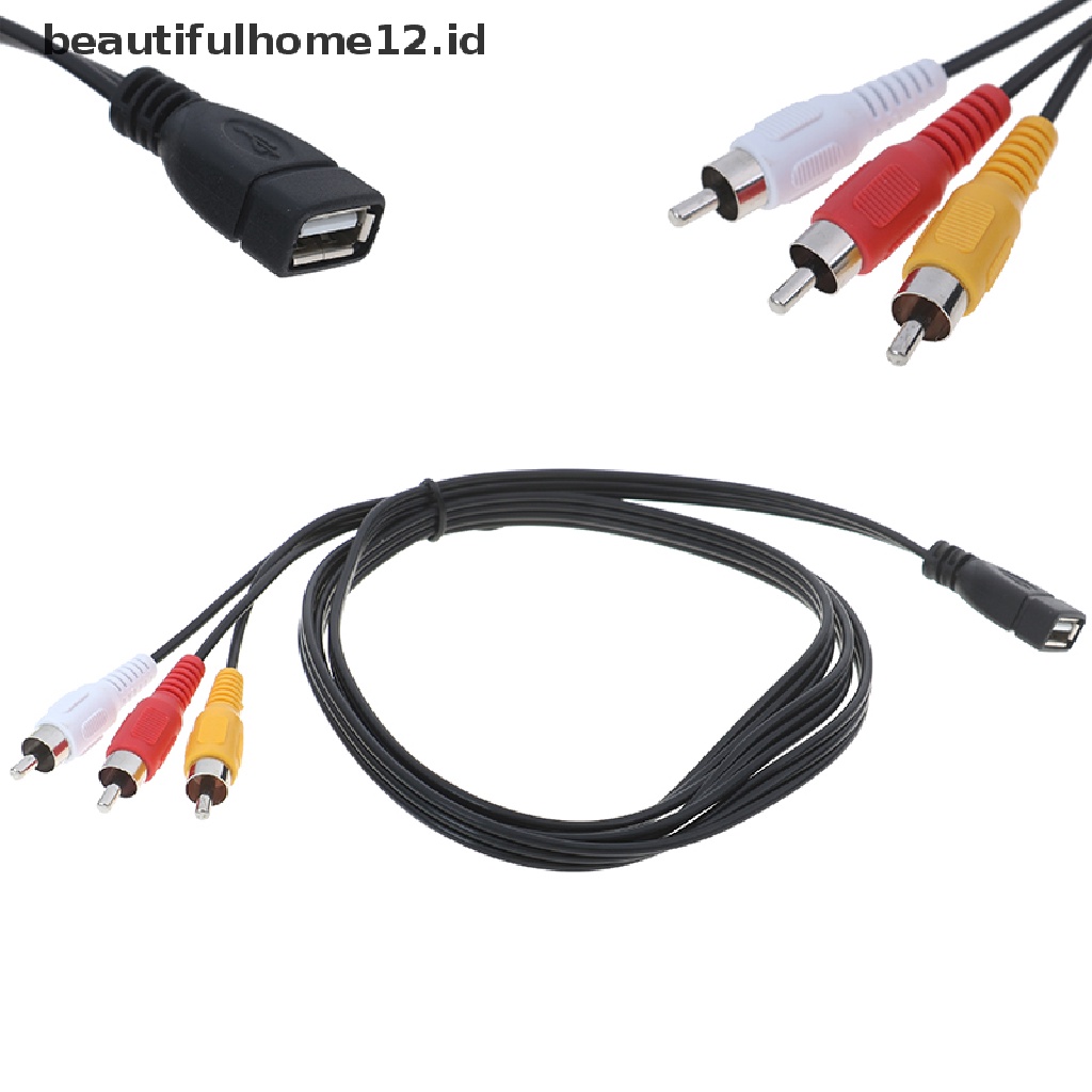 【beautifulhome12.id】 5feet/1.5m usb 2.0 female to 3 rca male video a/v camcorder adapter cable .