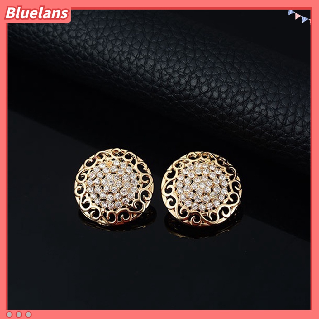 Bluelans 4Pcs Jewelry Sets Hollow Round Pendant Rhinestone Decor Alloy Women Fashion Jewelry Setss