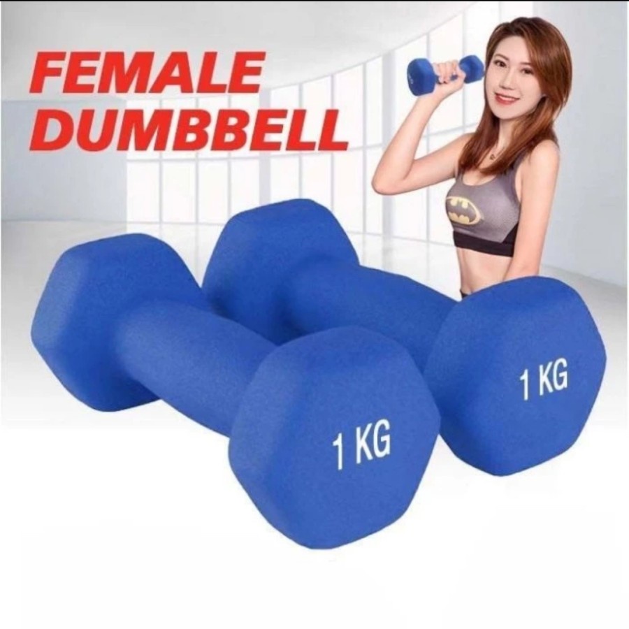 Dumbell Vinyl Barbel Wanita Gym Fitness Angkat Beban Olahraga neoprene