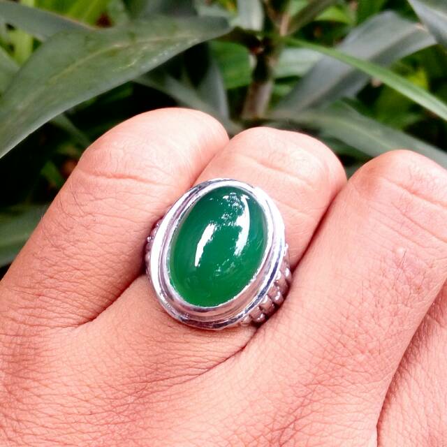 CINCIN BATU AKIK GREEN CHALSEDONY TRENDY IJONYA ASIK