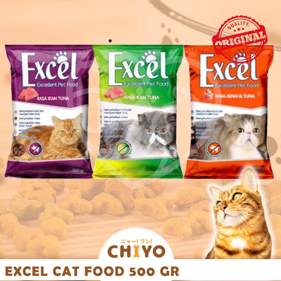 MAKANAN KUCING EXCEL 500GR [ IKAN / DONAT / SEGITIGA ]