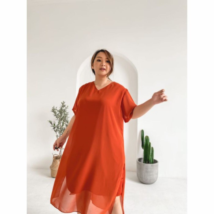 BAJU INNER DRESS PANTAI BIG SIZE PLUS SIZE JUMBO WANITA - brick