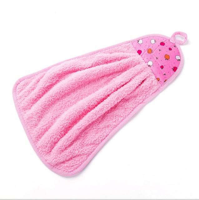 Kain Lap Tangan Lap Rumah Tangga Lap Piring Meja Lap Serbaguna Serap Air Bahan Coral Fleece Bertali