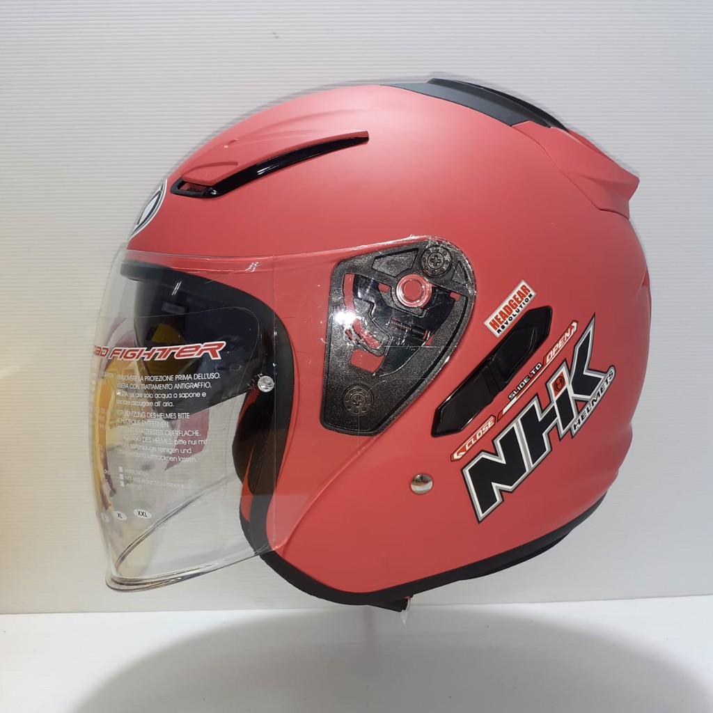 HELM NHK R1 SOLID POLOS WHITE DOUBLE VISOR HALF FACE NHK R1 PUTIH