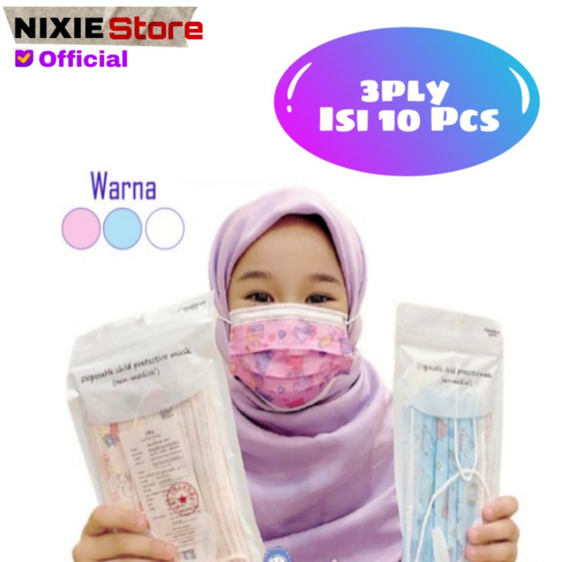 Masker Hijab/ Headloop Anak Karakter BTS (3ply) Isi 10pcs