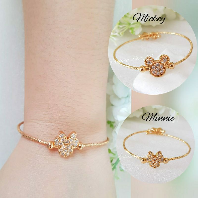 Gelang Mickey Dan Minnie Bangle Replica Emas Xuping Bangle Anak Dewasa Free Size Lapis emas 18k