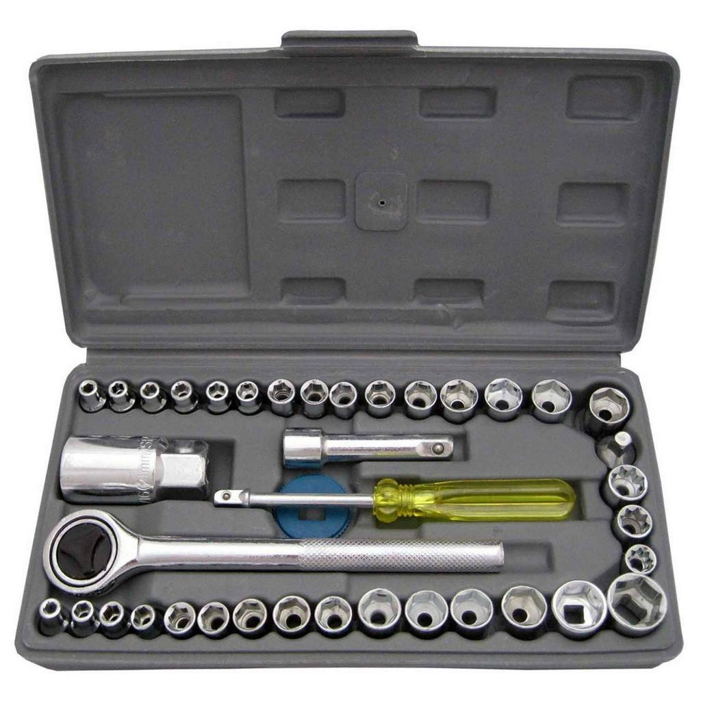 (COD) AIWA KUNCI PAS 40 Pcs Multipurpose COMBINATION Socket Wrench Set with 1/4 Ratchet Handle