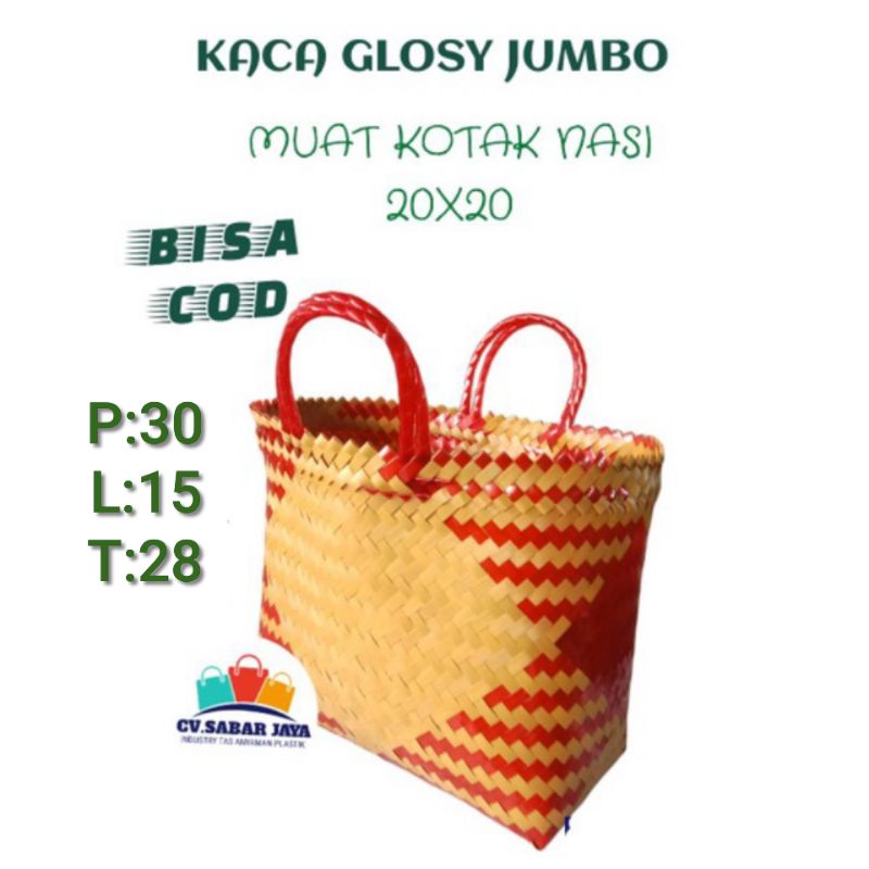 Tas Anyaman PLastik KACA KILAP / TAS BELANJA / TAS ANYAM / Tas Hajatan / Tas / JUMBO