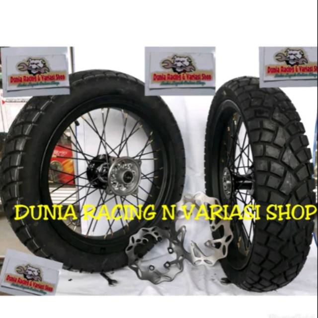 Sepaket Velg Supermoto KLX 150 -DTracker 150 Paketan Velg sama Ban pasang Tubles