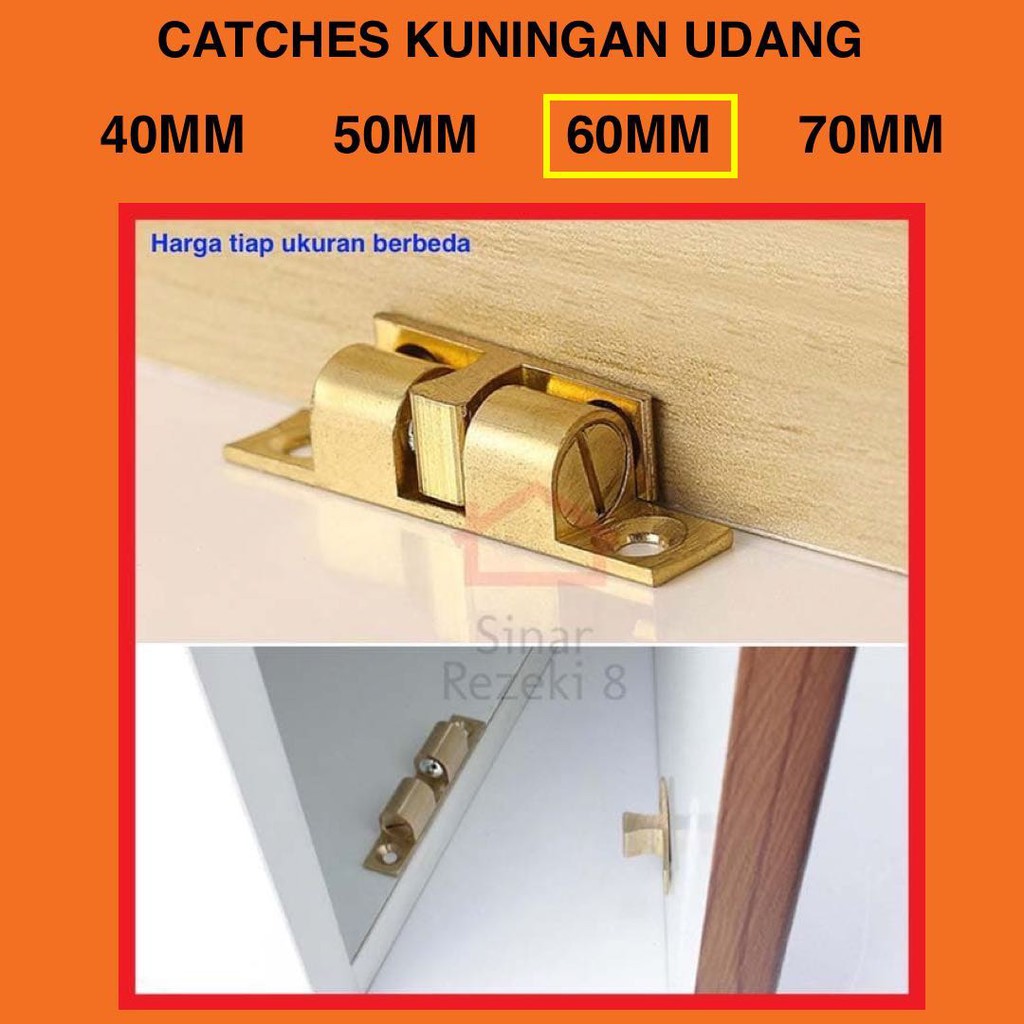 Jepit Udang Catches Kuningan 60 mm Engsel Kunci  Pintu 