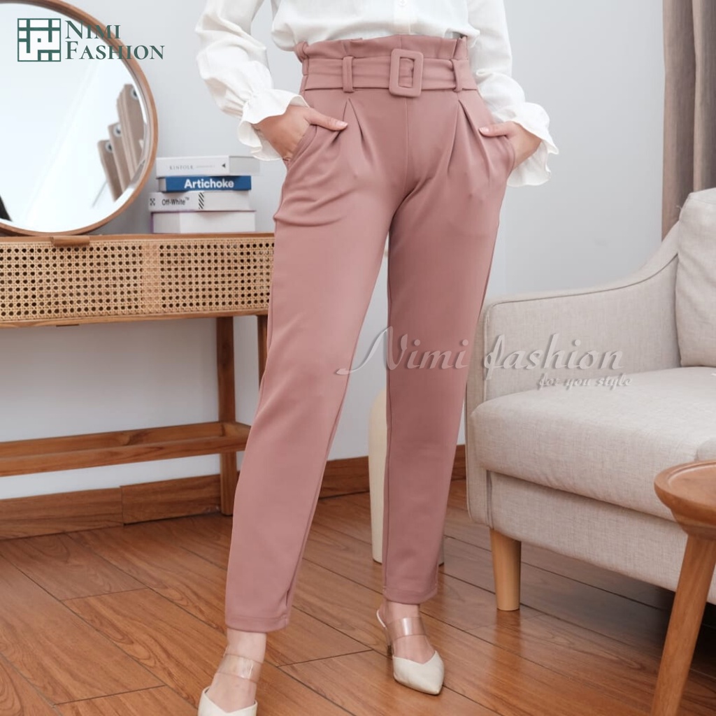 NIMI - Alice Pants Celana Scuba Wanita Celana Scuba Basic Free Belt