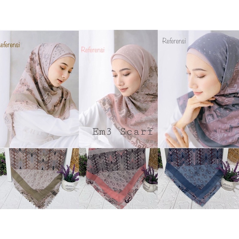 HIJAB segiempat voal motif Bohemian series Series Best seller