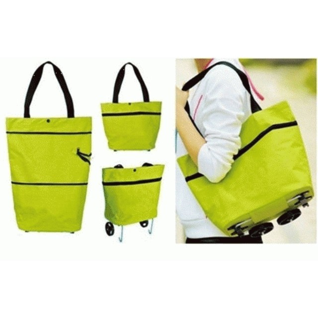 Sgmshop foldable shopping bag tas belanja trolly lipat trolley bag tas belanja roda