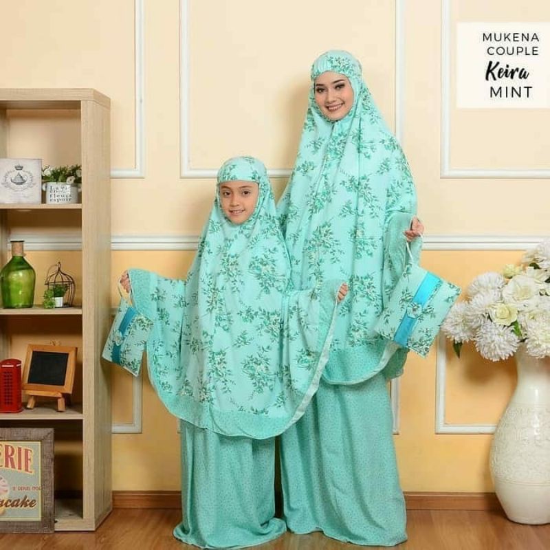 PUSAT GROSIR MUKENA COUPLE KATUN RAYON BUNGA COD MUKENA BALI IBU + ANAK (1-11 TAHUN) KEIRA