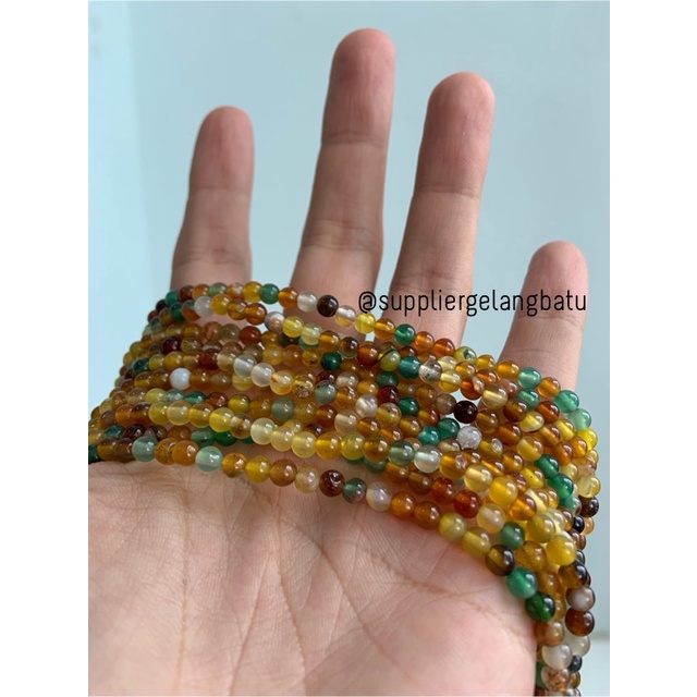 bahan manau madu 4mm kuning cokelat hijau natural renceng batu alam