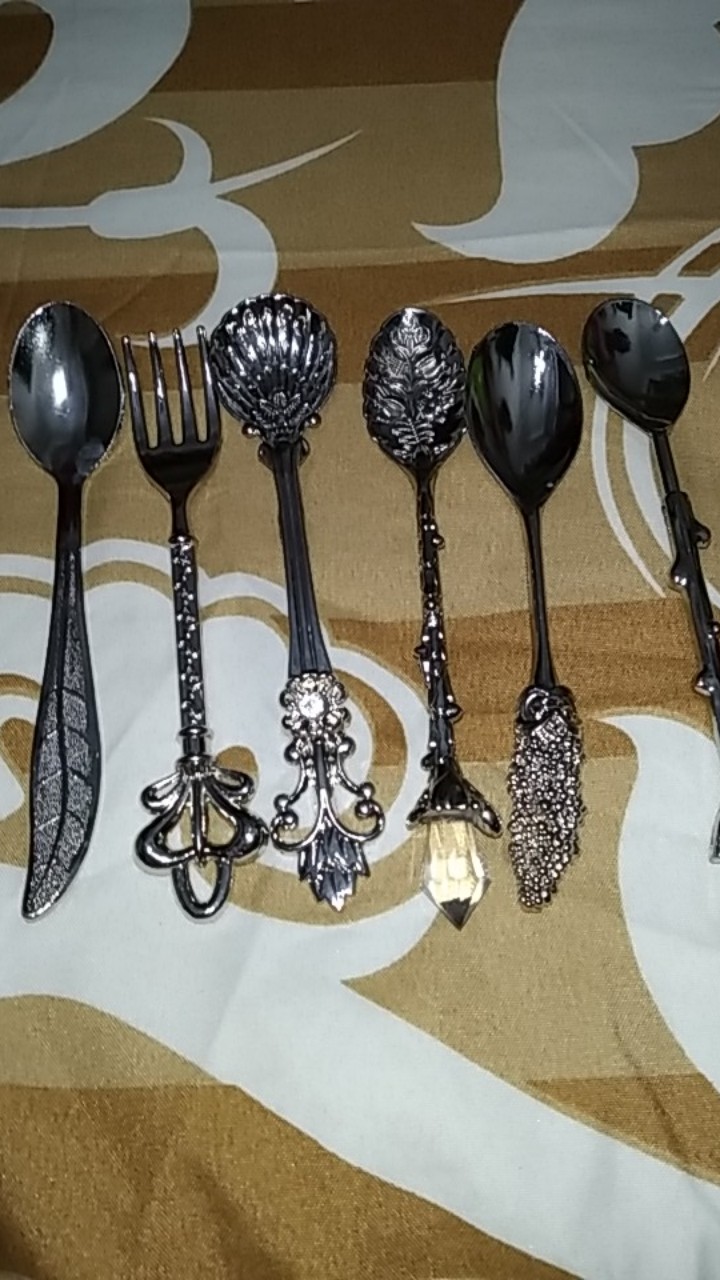 6pcs Sendok Kopi / Teh / Dessert Desain Ukiran Vintage