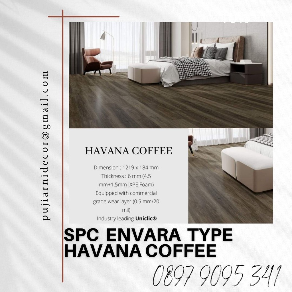 Lantai kayu Spc Envara type Havana Coffee