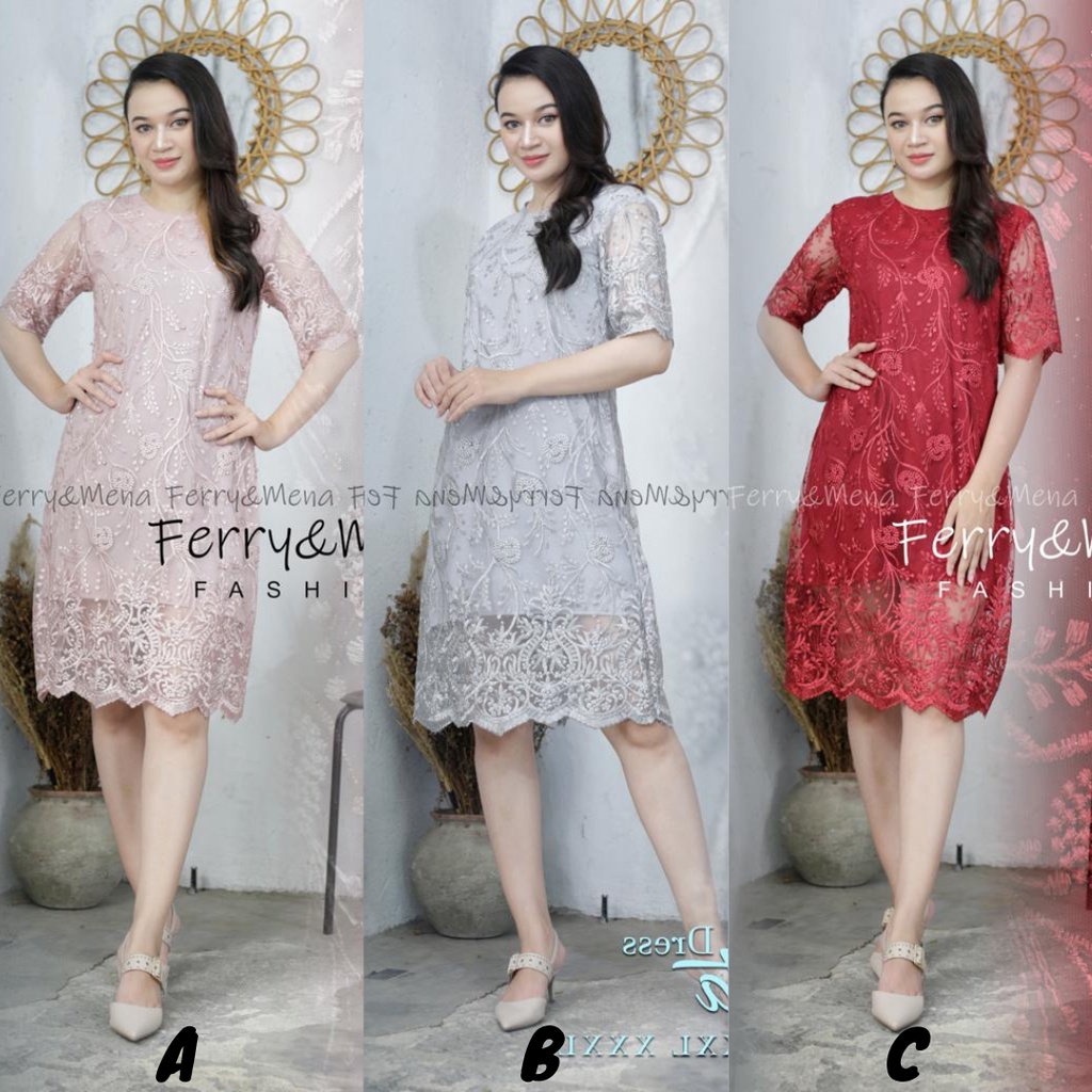 Dress Midi Tulle Yunita / Dress Tille Pendek Full Furing Aneka Pilihan Warna (EDISI NATAL)