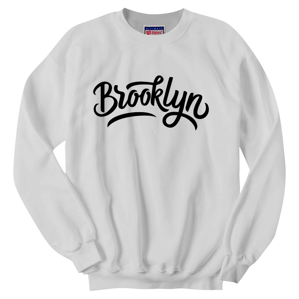 Sweater Crewneck BROOKLYN Distro Bahan Fleece Sweatshirt Pria &amp; Wanita